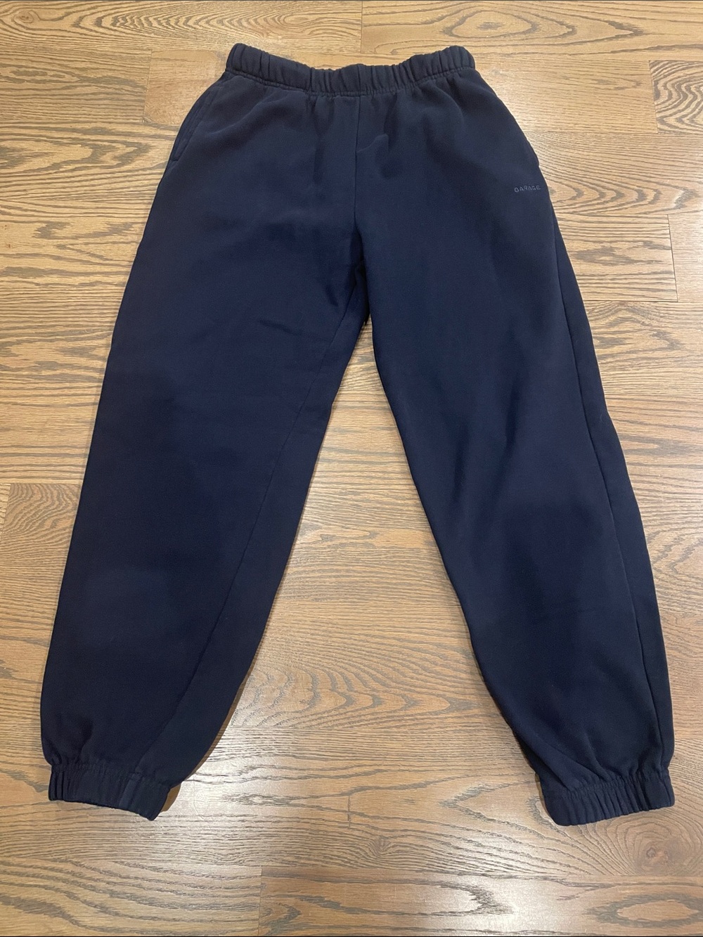 Garage Navy Sweatpants with Elastic Ankles, Size Small